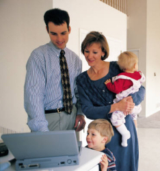 family using computer